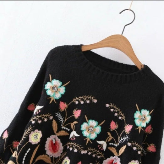 Floral Embroidery Pullover Sweaters