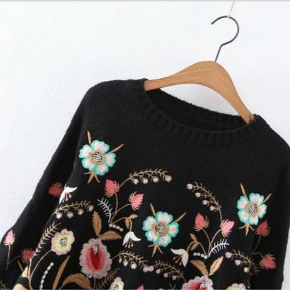Floral Embroidery Pullover Sweaters